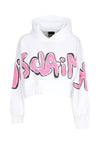 DISCLAIMER Felpa Leggera Cappuccio Corta Donna W Big Logo Crop Hoodie White da donna