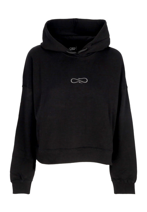 PROPAGANDA Felpa Leggera Cappuccio Corta Donna W Logo Embroidery Crop Top Hoodie Black da donna