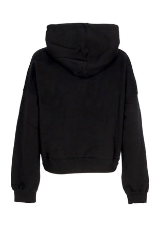PROPAGANDA Felpa Leggera Cappuccio Corta Donna W Logo Embroidery Crop Top Hoodie Black da donna