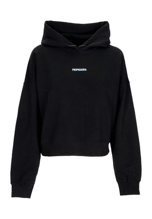 PROPAGANDA Felpa Leggera Cappuccio Corta Donna W Ribs Crop Top Hoodie Black da donna