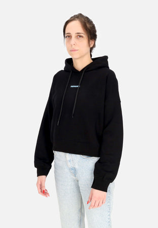 PROPAGANDA Felpa Leggera Cappuccio Corta Donna W Ribs Crop Top Hoodie Black da donna