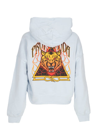 PROPAGANDA Felpa Leggera Cappuccio Corta Donna W Triangle Bengala Crop Top Hoodie Sky da donna