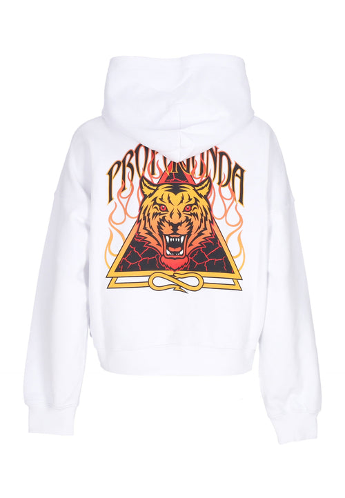 PROPAGANDA Felpa Leggera Cappuccio Corta Donna W Triangle Bengala Crop Top Hoodie White da donna