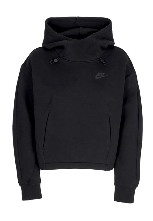 Nike Felpa Leggera Cappuccio Donna W Sportswear Tech Fleece Oversized Hoodie Black/black da donna