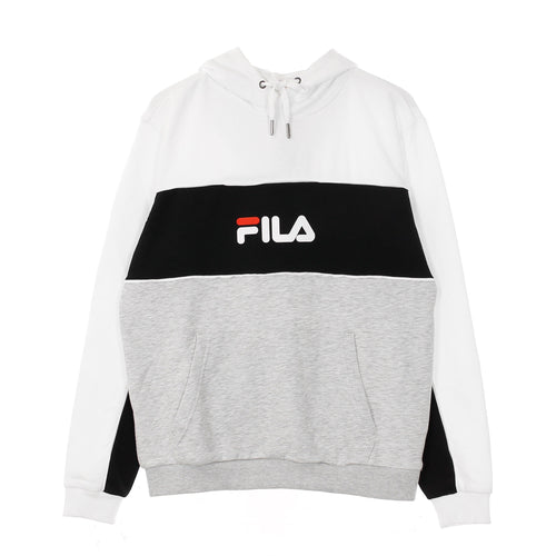 FILA Felpa Leggera Cappuccio Uomo Analu Blocked Hoody Light Grey Melange Bros/bright White/black da uomo