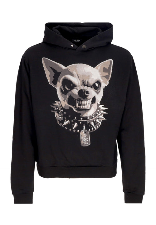 PHOBIA Felpa Leggera Cappuccio Uomo Angry Dog Hoodie Black da uomo