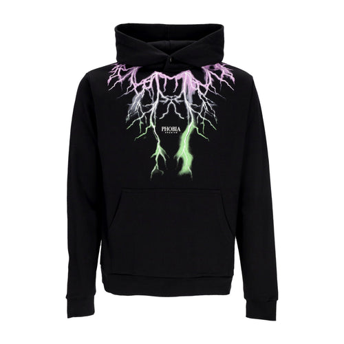 PHOBIA Felpa Leggera Cappuccio Uomo Bicolor Lightning Print Hoodie Black da uomo