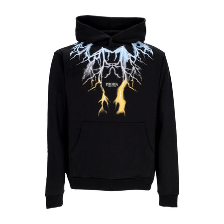 PHOBIA Felpa Leggera Cappuccio Uomo Bicolor Lightning Print Hoodie Black da uomo