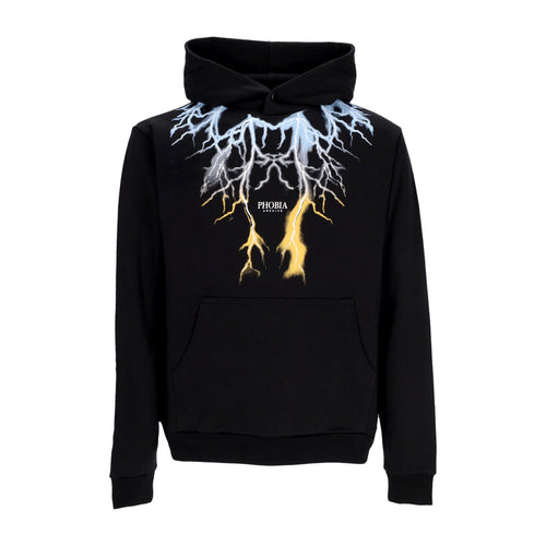 PHOBIA Felpa Leggera Cappuccio Uomo Bicolor Lightning Print Hoodie Black da uomo