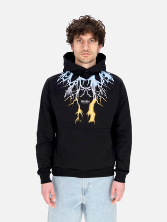 PHOBIA Felpa Leggera Cappuccio Uomo Bicolor Lightning Print Hoodie Black da uomo