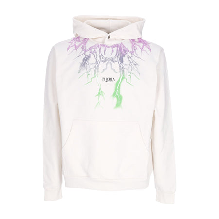 PHOBIA Felpa Leggera Cappuccio Uomo Bicolor Lightning Print Hoodie White da uomo