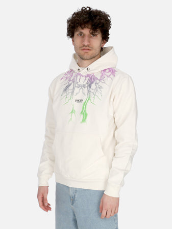 PHOBIA Felpa Leggera Cappuccio Uomo Bicolor Lightning Print Hoodie White da uomo