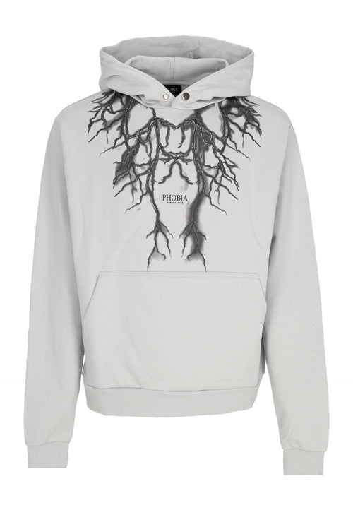 PHOBIA Felpa Leggera Cappuccio Uomo Black Lightning Hoodie Grey da uomo
