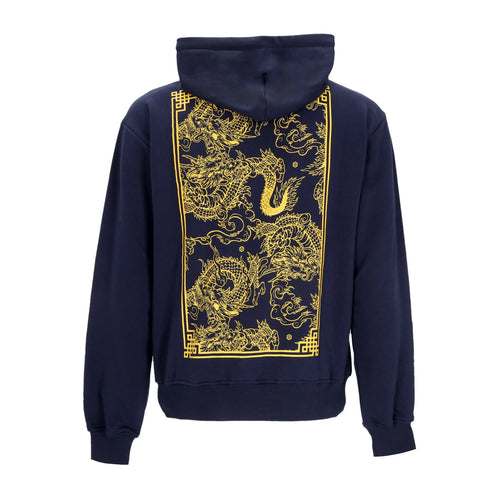DOLLY NOIRE Felpa Leggera Cappuccio Uomo Chinese Dragon Hoodie Navy da uomo