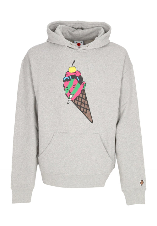 ICE CREAM Felpa Leggera Cappuccio Uomo Cone Man Popover Hoodie Heather Grey da uomo