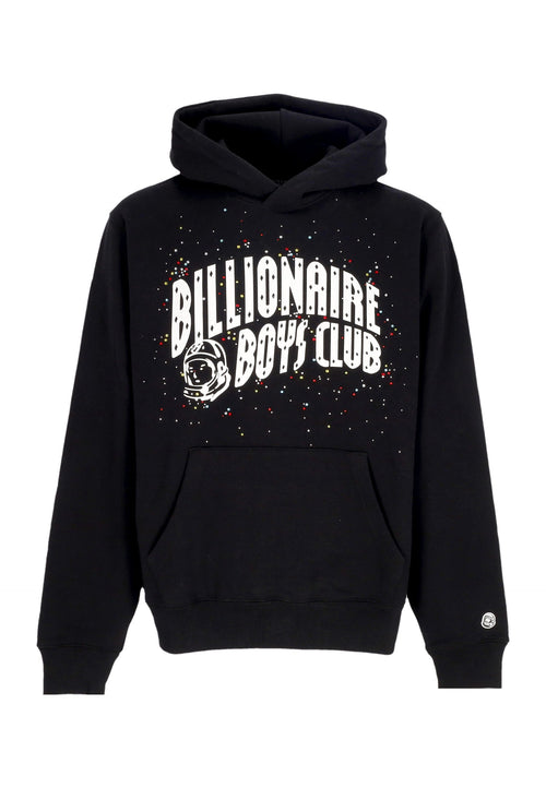 BILLIONAIRE BOYS CLUB Felpa Leggera Cappuccio Uomo Embellished Arch Logo Popover Hooded Black da uomo