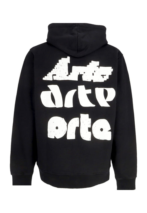 ARTE Felpa Leggera Cappuccio Uomo Multi Logo Print Hoodie Black da uomo