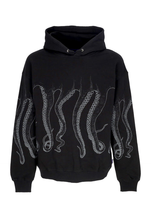 OCTOPUS Felpa Leggera Cappuccio Uomo Outline Hoodie Black da uomo