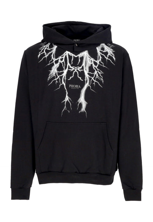 PHOBIA Felpa Leggera Cappuccio Uomo Reflective Lightning Hoodie Black da uomo