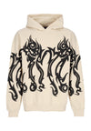 OCTOPUS Felpa Leggera Cappuccio Uomo Tribal Skull Hoodie Cream da uomo