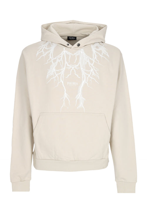 PHOBIA Felpa Leggera Cappuccio Uomo White Lightning Hoodie Beige da uomo