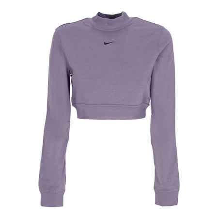 Nike Felpa Leggera Collo Alto Corta Donna W Sportswear Chill French Terry Crop Crewneck Daybreak/black da donna