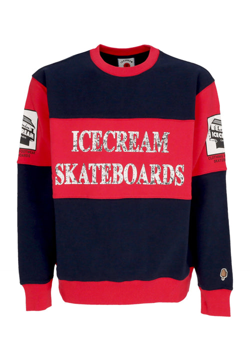 ICE CREAM Felpa Leggera Girocollo Uomo World Tour Crewneck Navy/red da uomo
