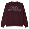 OBEY felpe obey studios faded crew fleece - winetasting faded wash da uomo
