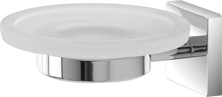 FERIDRAS---PORTASAPONE-CROMO-E-VETRO-SATINATO-SERIE-EASY,-DOPPIO-FISSAGGIO