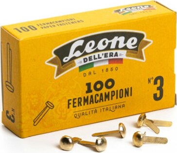 Fermacampioni ottonati - lunghezza 17 mm - n. 3 - Leone - conf. 100 pezzi [multipack] 10 pezzi Cancelleria e prodotti per ufficio/Archivio ufficio e accessori per scrivania/Nastri colle elastici e graffette/Graffette molle fermacarte e anelli Eurocartuccia - Pavullo, Commerciovirtuoso.it