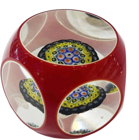 Fermacarte in Vetro Di Murano Rosso Made in Italy Artigianale Fermacarte Pezzo Unico Opera 100% Murrina Veneziana Fatto a Mano 6 X 7.5 Cm
