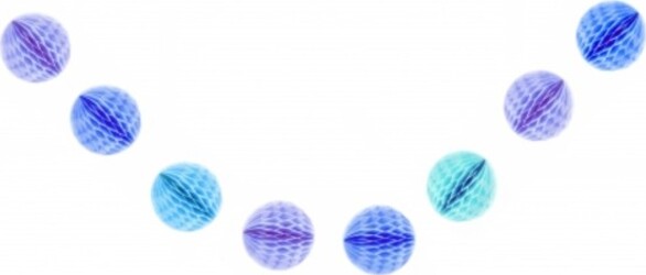 Festone-Azzurro-Pois-8-Sfere-Sfera-12cmx2m-Tondo-Nido-Ape-Ghirlanda-Compleanni