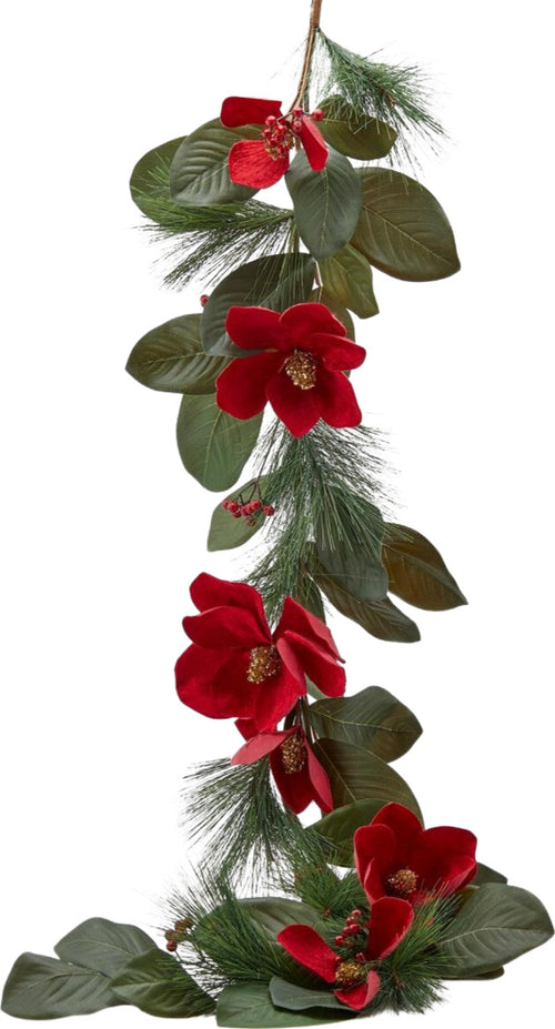 Festone natalizio con fiori di Magnolia, in velluto ghirlanda decorativa 183 cm Casa e cucina/Decorazioni per interni/Addobbi e decorazioni per ricorrenze/Decorazioni natalizie/Orpelli e festoni MagiediNatale.it - Altamura, Commerciovirtuoso.it