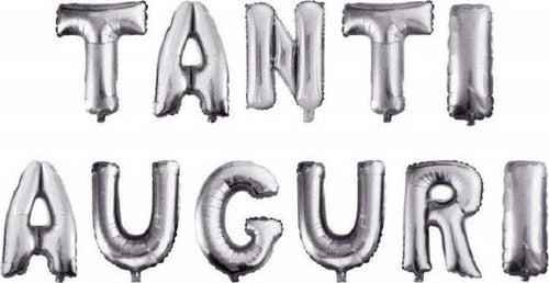 Festone-Palloncino-Tanti-Auguri-Con-Cannuccia-Per-Gonfiare-45cm-Oro-Argento-11-Palloncini