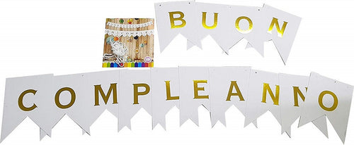 Festone Scritta Buon Compleanno Bandierina Bianca Lettere Oro 3mt Carta Compleanni Festa Casa, arredamento e bricolage > Prodotti per Feste > Festoni e Palloncini Trade Shop italia - Napoli, Commerciovirtuoso.it