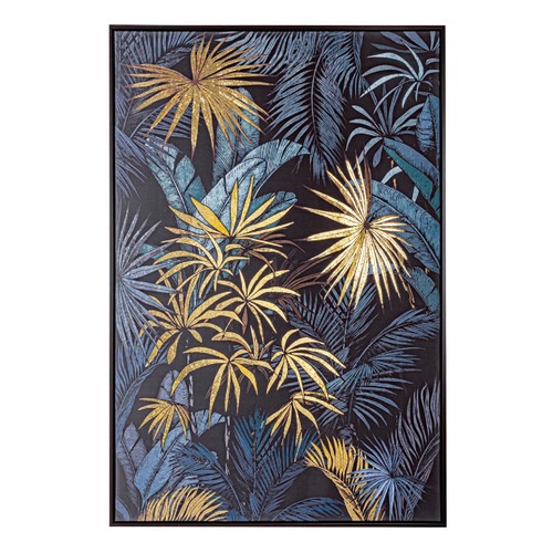 Quadro Bold 82 x 122 con stampa su tela con applicazioni ad olio e fogli dorati