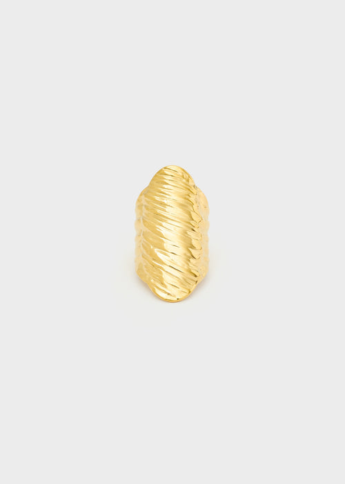 Anello avvolgente over lavorato oro