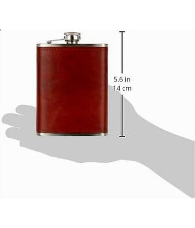 Fiaschetta In Acciaio Inox Foderata In Pelle Imbuto Incluso Per Liquori Whisky