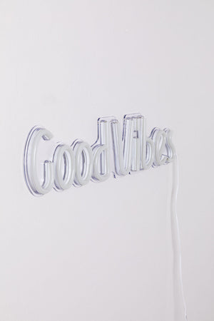 Quadro luminoso "Good Vibes" da parete insegna a led luce blu effetto Neon