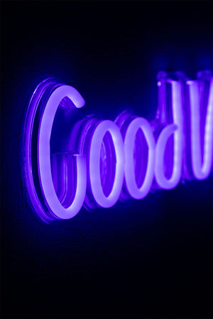 Quadro luminoso "Good Vibes" da parete insegna a led luce blu effetto Neon