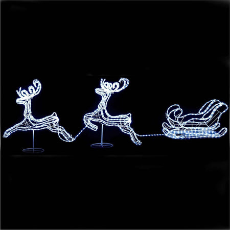 Figura luminosa 2 renne con slitta decorazione natalizia per esterno 4 mt Casa e cucina/Decorazioni per interni/Addobbi e decorazioni per ricorrenze/Decorazioni natalizie/Oggettistica MagiediNatale.it - Altamura, Commerciovirtuoso.it