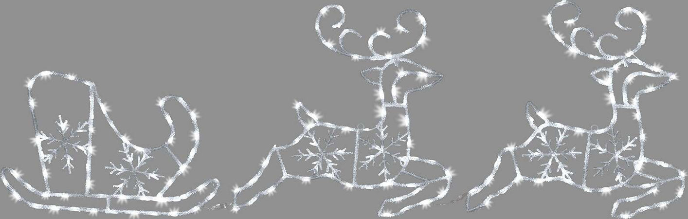 Figura luminosa 2 renne con slitta led decorazione natalizia per esterno Casa e cucina/Decorazioni per interni/Addobbi e decorazioni per ricorrenze/Decorazioni natalizie/Oggettistica MagiediNatale.it - Altamura, Commerciovirtuoso.it