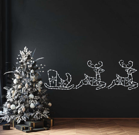 Figura luminosa 2 renne con slitta led decorazione natalizia per esterno Casa e cucina/Decorazioni per interni/Addobbi e decorazioni per ricorrenze/Decorazioni natalizie/Oggettistica MagiediNatale.it - Altamura, Commerciovirtuoso.it