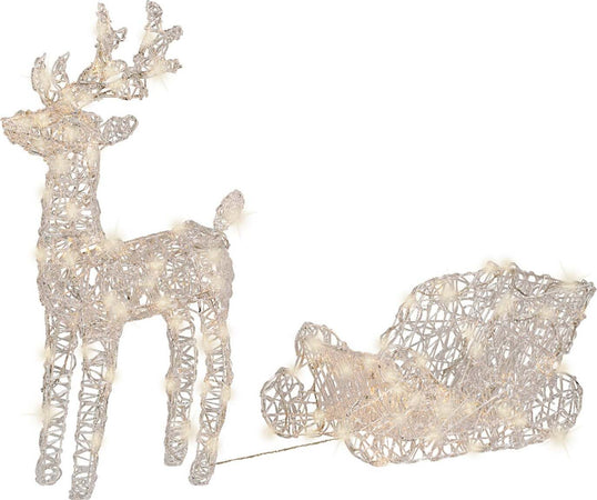 Figura luminosa di Renna con Slitta, led a luce bianca calda da 70 cm in acrilico Casa e cucina/Decorazioni per interni/Addobbi e decorazioni per ricorrenze/Decorazioni natalizie/Luci natalizie/Catene luminose per esterni MagiediNatale.it - Altamura, Commerciovirtuoso.it