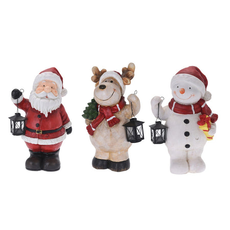 Statua Natalizia Babbo Natale in poliresina decorazione con lanterna h 32 cm
