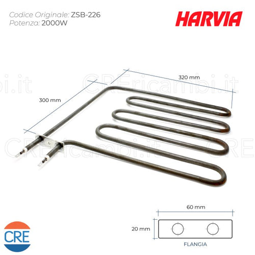 Resistenza 2000W per Sauna Harvia, 300x320 cm