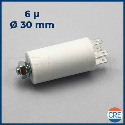 Condensatore 6uf 30x57mm per Lavatrice