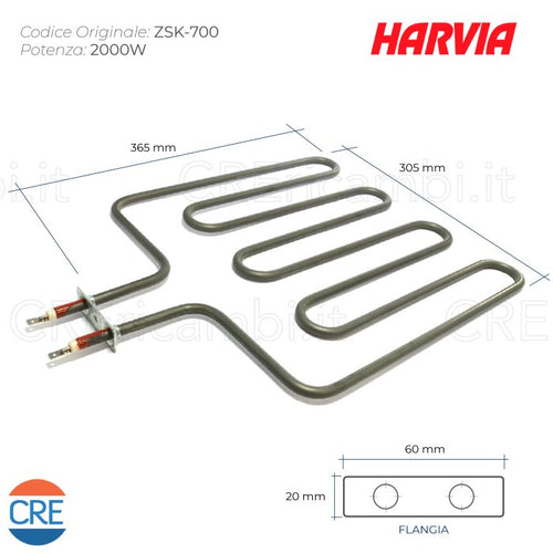 Resistenza 2000W per Sauna Harvia, 365x305 cm