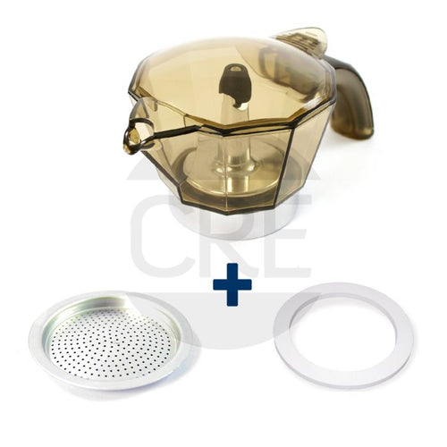 Kit Caraffa 2 Tazze, Guarnizione, Filtro Doccetta per Alicia EMK2, EMK2C, EMKE21, EMKE2C, EMKEC2