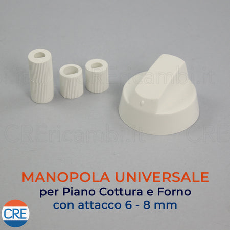 Kit Universale Bianco 1 Manopola con Innesti Attacchi 6 / 8 mm